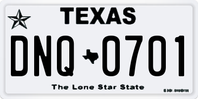 TX license plate DNQ0701