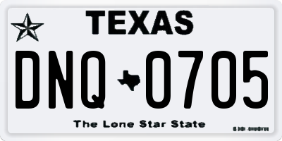 TX license plate DNQ0705