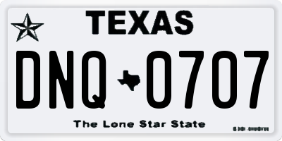 TX license plate DNQ0707