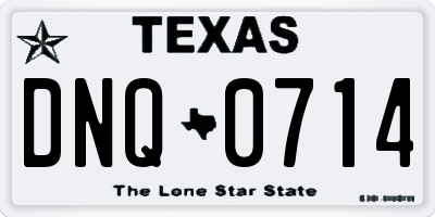 TX license plate DNQ0714