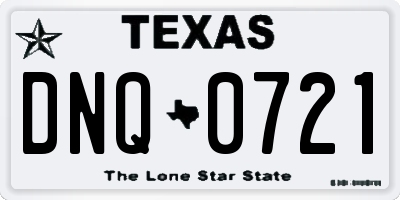 TX license plate DNQ0721