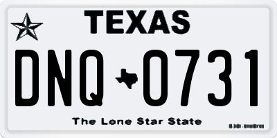 TX license plate DNQ0731