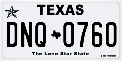 TX license plate DNQ0760
