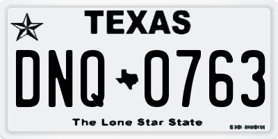 TX license plate DNQ0763