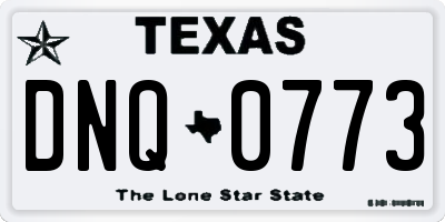 TX license plate DNQ0773