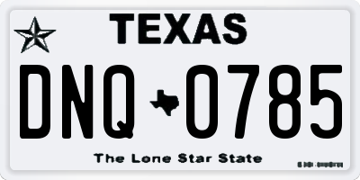 TX license plate DNQ0785