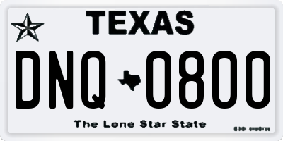 TX license plate DNQ0800