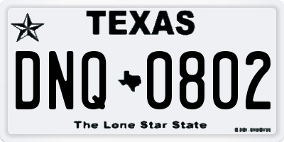 TX license plate DNQ0802