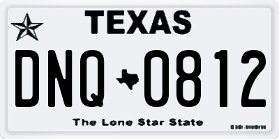 TX license plate DNQ0812