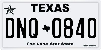 TX license plate DNQ0840