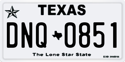 TX license plate DNQ0851