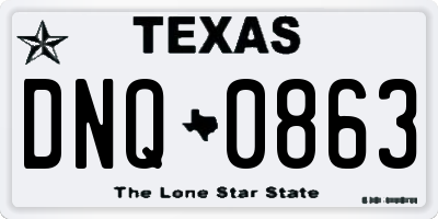 TX license plate DNQ0863