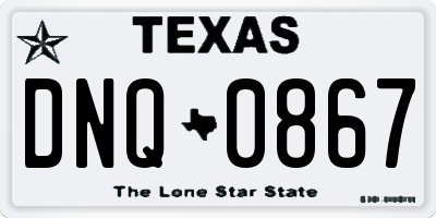 TX license plate DNQ0867