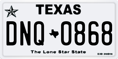 TX license plate DNQ0868