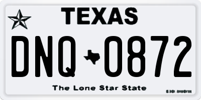TX license plate DNQ0872