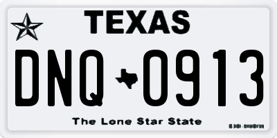 TX license plate DNQ0913