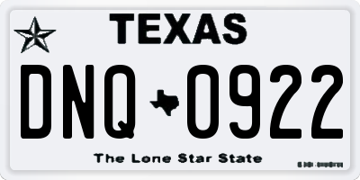 TX license plate DNQ0922