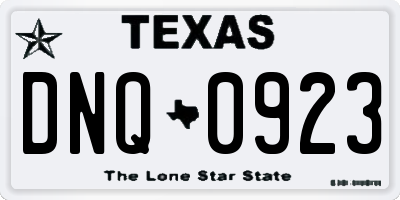 TX license plate DNQ0923