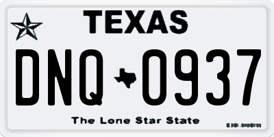 TX license plate DNQ0937