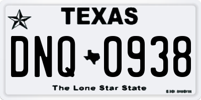 TX license plate DNQ0938