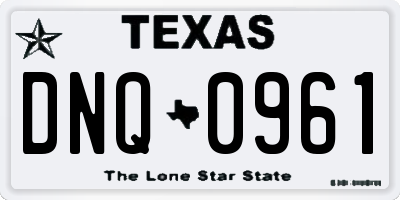 TX license plate DNQ0961