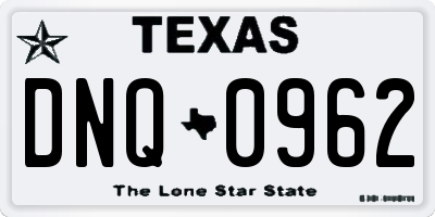 TX license plate DNQ0962