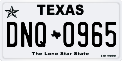 TX license plate DNQ0965