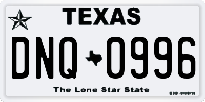 TX license plate DNQ0996