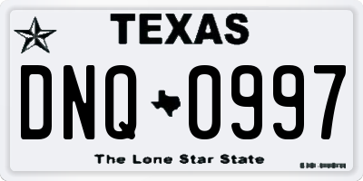 TX license plate DNQ0997