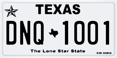 TX license plate DNQ1001