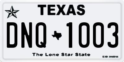 TX license plate DNQ1003