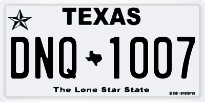 TX license plate DNQ1007