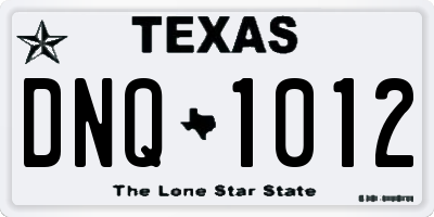 TX license plate DNQ1012
