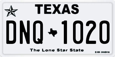TX license plate DNQ1020
