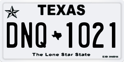 TX license plate DNQ1021