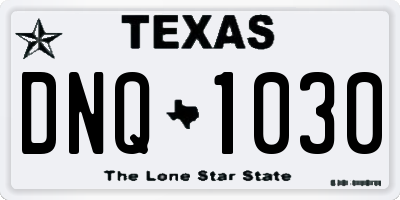 TX license plate DNQ1030