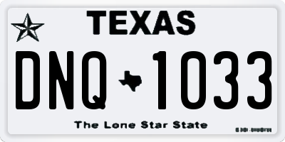 TX license plate DNQ1033