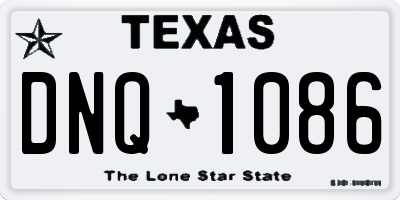 TX license plate DNQ1086