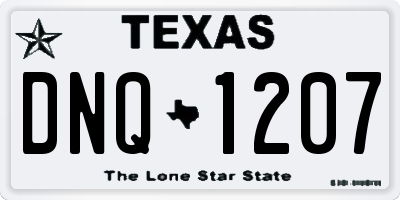 TX license plate DNQ1207