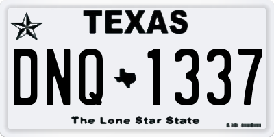 TX license plate DNQ1337
