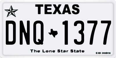 TX license plate DNQ1377