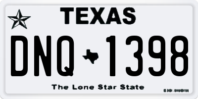 TX license plate DNQ1398
