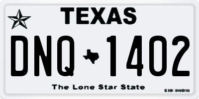 TX license plate DNQ1402