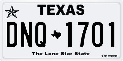 TX license plate DNQ1701