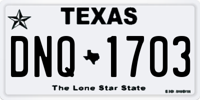 TX license plate DNQ1703
