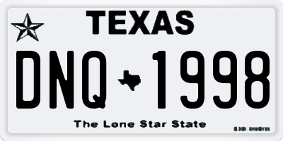 TX license plate DNQ1998