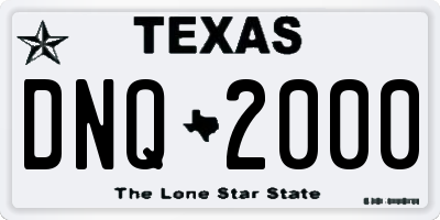 TX license plate DNQ2000