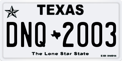 TX license plate DNQ2003
