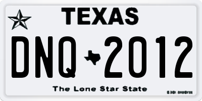 TX license plate DNQ2012