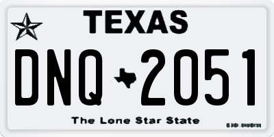TX license plate DNQ2051